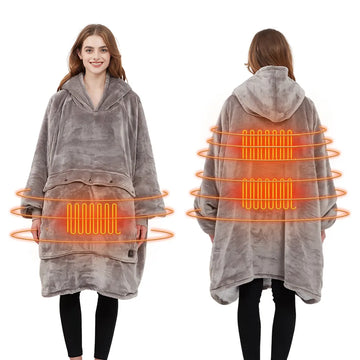 USB Heated Flannel Hoodie Blanket