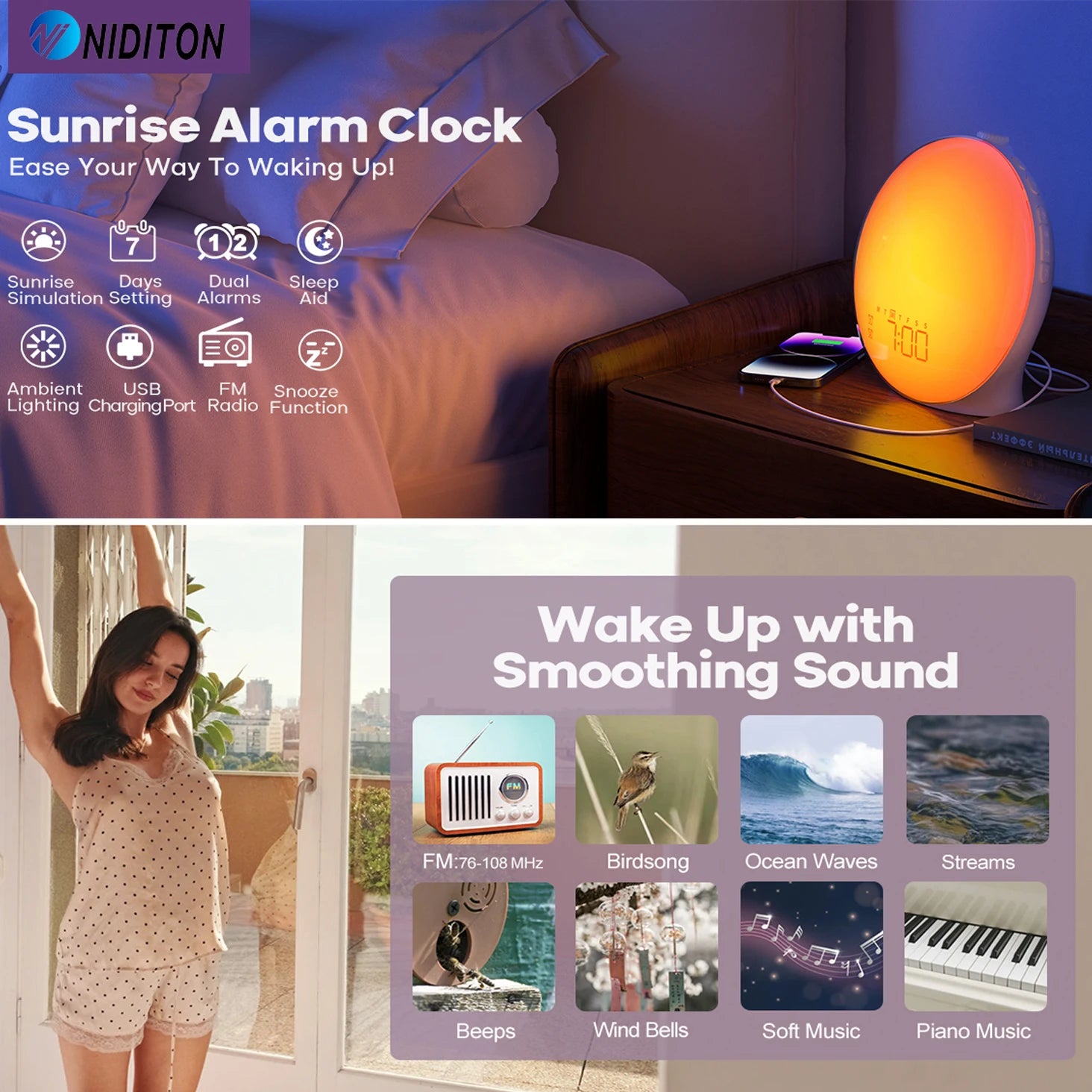 GxFusion Solis Curve Sunrise Alarm Clock