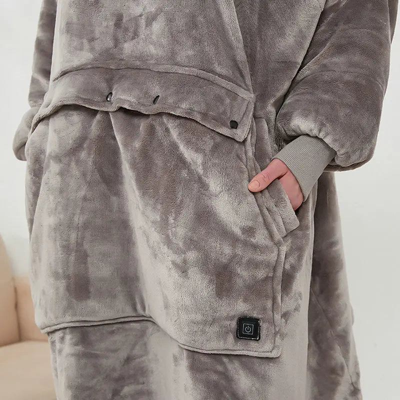 USB Heated Flannel Hoodie Blanket