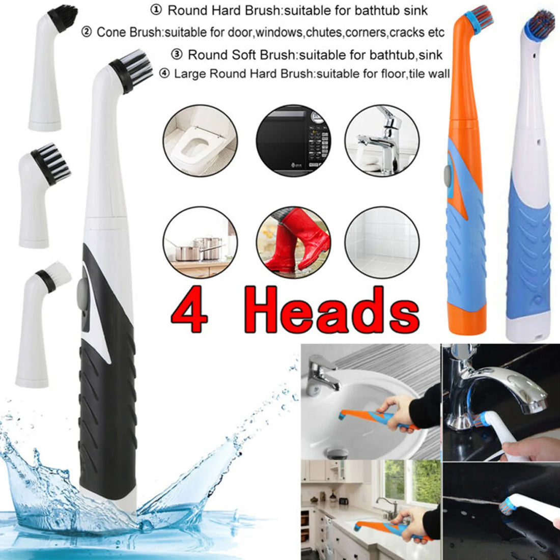 Electric Cleaning Brush Ultrasonic Scrubber Kitchen Utensils Bathroom Shoe Brush Sonic Scrubber Cleaning Brush Small Brush