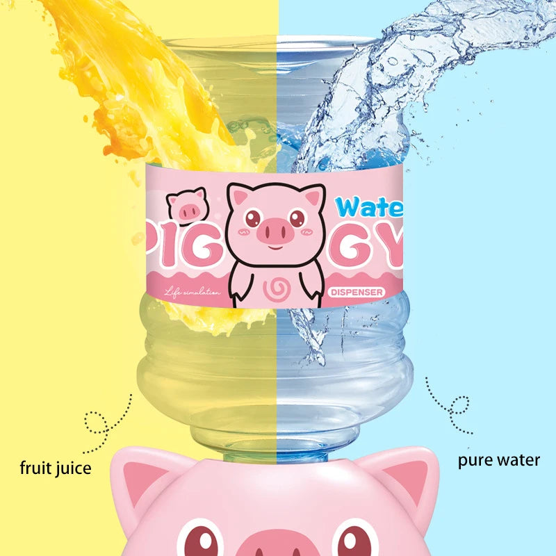 Mini Water Dispenser for Children Kids Gift Cute Cold/Warm Water Juice Milk Drinking Fountain Simulation Cartoon Pig Kitchen Toy