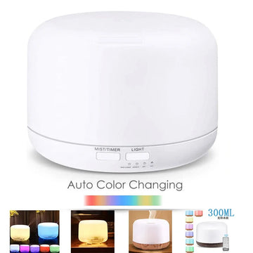 300ml Aromatherapy Oil Diffuser with 7-Color Light, Timer-Adjustable Fog Mode Setting，300ML humidifier