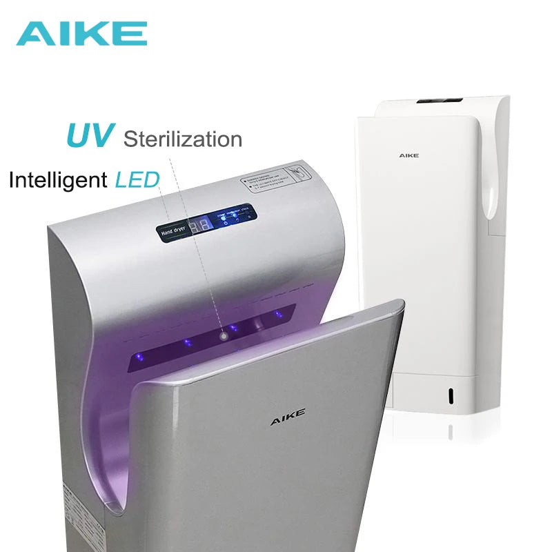 AIKE 7-10s Bathroom Vertical Hand Dryer Automatic High Speed Hand Dryer with UV Germicidal Lamp HEPA Filter and Brushless Motor