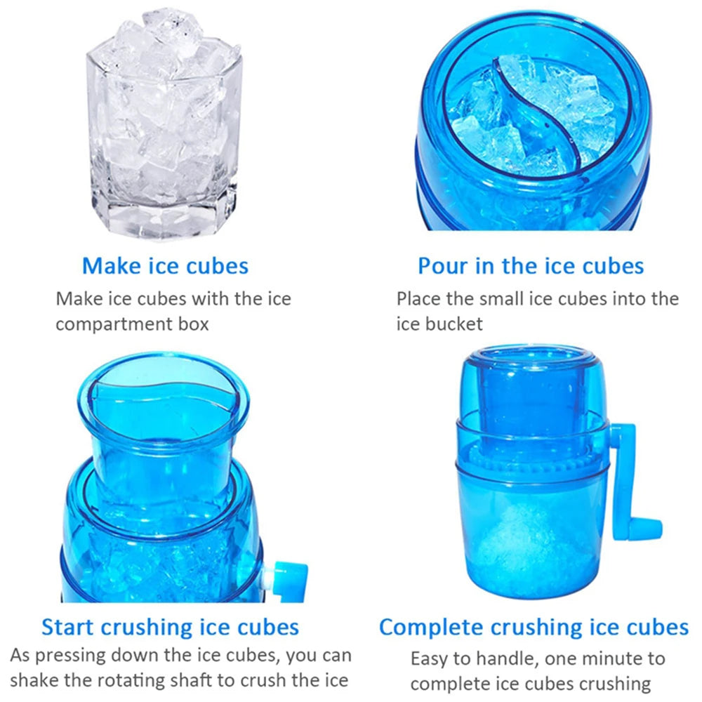 Snow Cone Smoothie Ice Block Making Machine Ice Shaver Handle Ice Crusher Manual Multifunction Portable Ice Slush Maker Home