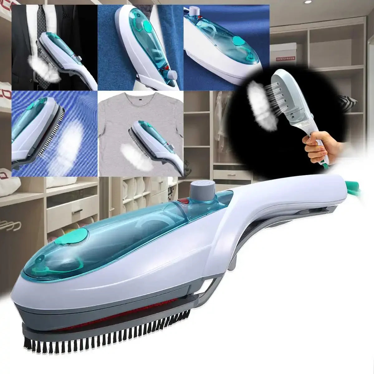 EU Plug 220-240V Handheld Garment Steamer Brush Portable Steam Iron Fabric Steam Brush Laundry Clothes Generator Ironing Steamer