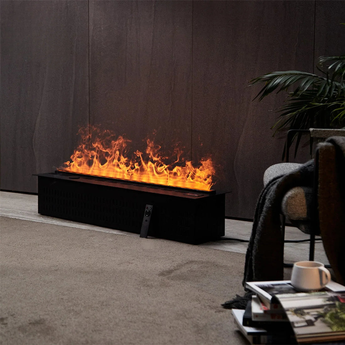 European Style Multi Color LED Simulation Carbon Flame Voice Activated Embedded 3D Fogging Electric Fireplace