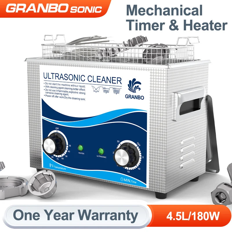 Electric Ultrasonic Cleaner 4.5L 180W Quality Transducer Commercial Wash Machine Spark Plug Screw Nail Dental Tool Cleaning Bath