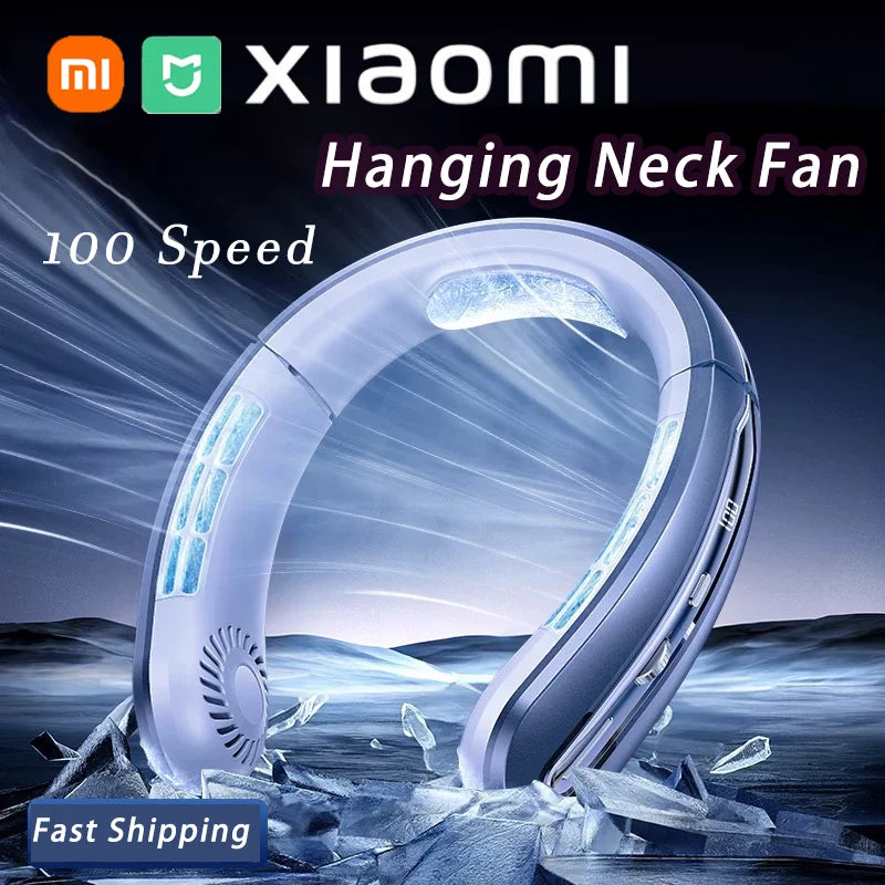 Xiaomi Portable Mini Hanging Neck Fan Digital Display Power Bladeless Fan Neckband Air Cooler USB Rechargeable Fan Cooling Tool