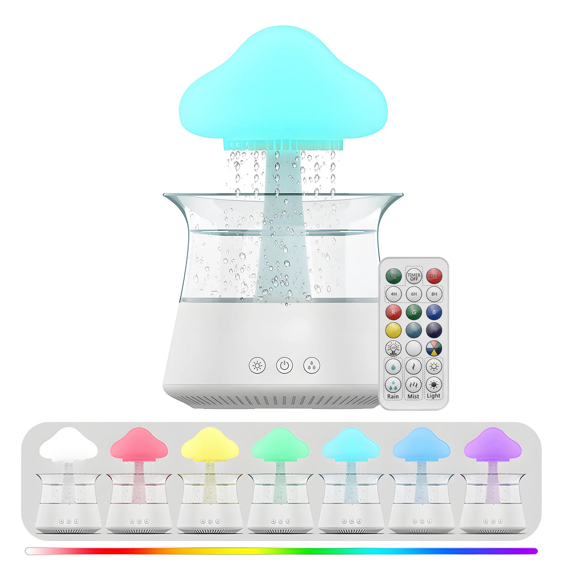 300ml Ultrasonic Humidifier Rain Cloud Humidifier Water Drip 5H Timer Aromatherapy Essential Oils Diffuser with LED Night Light