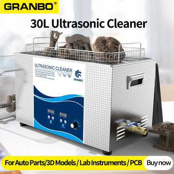 Granbo Ultrasonic Cleaner 30L 900W Power Adjustable Stainless Ultrasound Bath Electronic Parts PCB Engine Gear Lab Solution