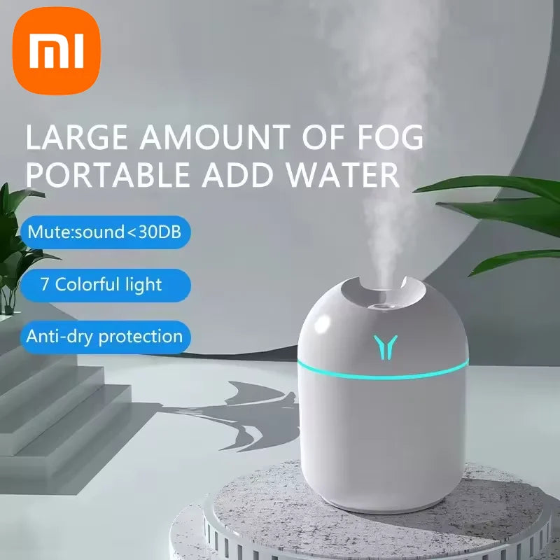 Xiaomi USB Mini Air Humidifier Aromatherapy Essential Oil Diffuser Car Ultrasonic Silent Atomizer Air Humidifier LED Color Light