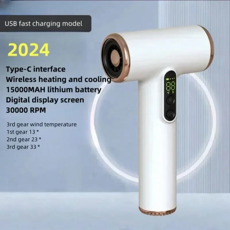 Super Portable Wireless Hair Dryer 30000 Rpm High-Speed Dry Cold Warm Wind Children's Home Dormitory Travel USB Charging