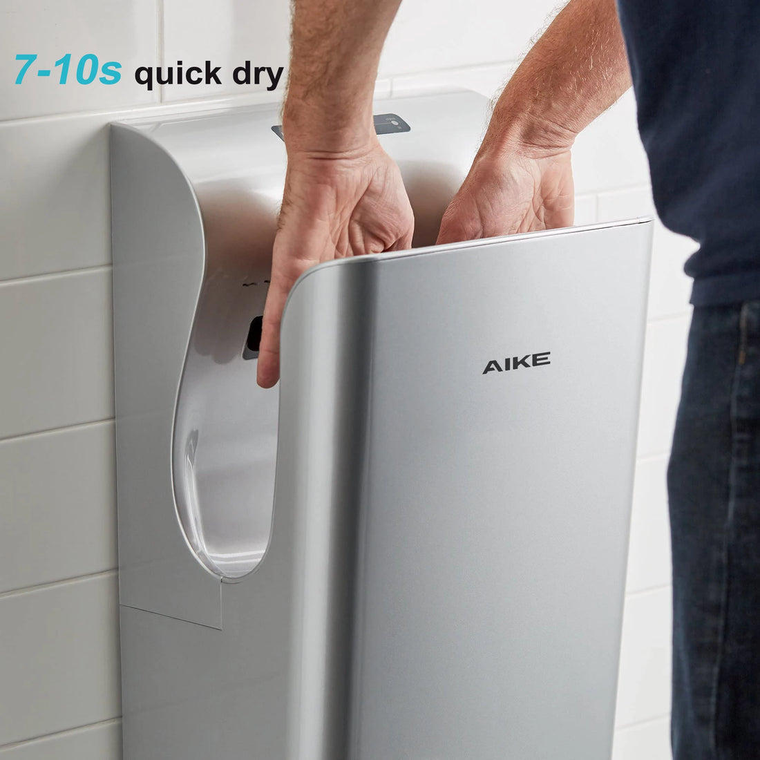 AIKE 7-10s Bathroom Vertical Hand Dryer Automatic High Speed Hand Dryer with UV Germicidal Lamp HEPA Filter and Brushless Motor