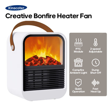 Portable Electric Fireplace Heater Desktop LED Flame Household Home Heating Stove Radiator Low Noise Warm Blower Fan for Indoor