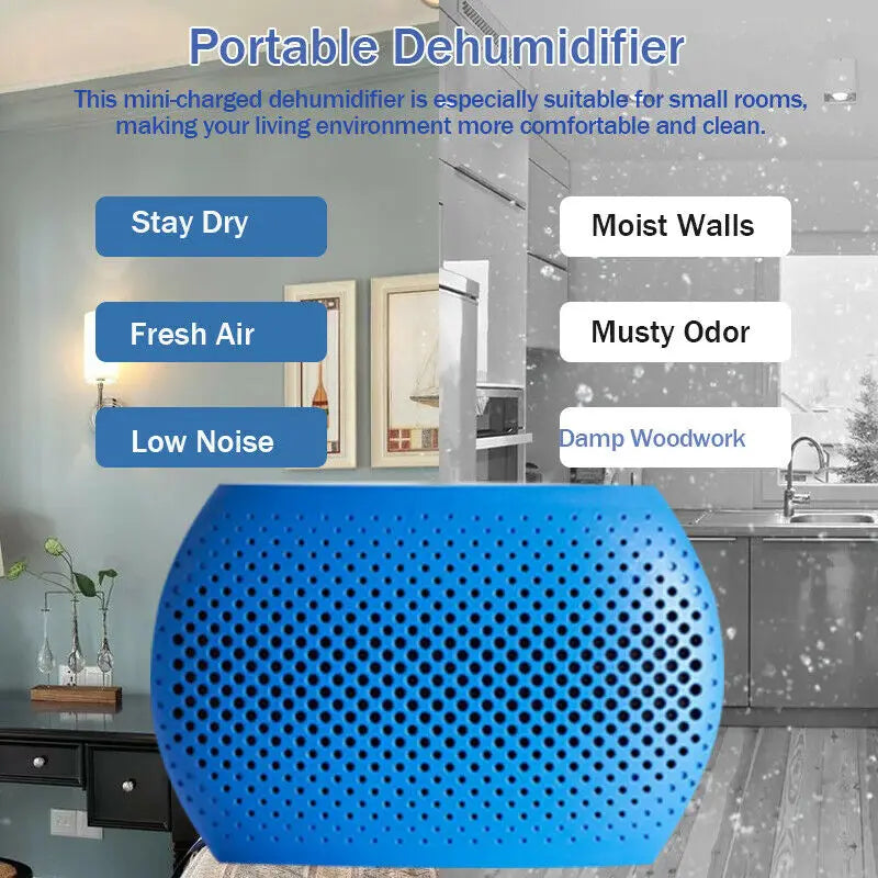 Mini Dehumidifier Portable Rechargeable Dehumidifier Cordless Renewable Air Dryer Absorbing Moisture Portable Air Dehumidifier