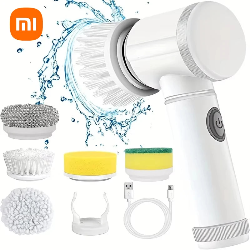 Xiaomi 5 in 1 Powerful Electric Cleaning Brush Spin Scrubber Brush Deep Cleaning with 5 Replaceable Heads For Bathroom Kitchen