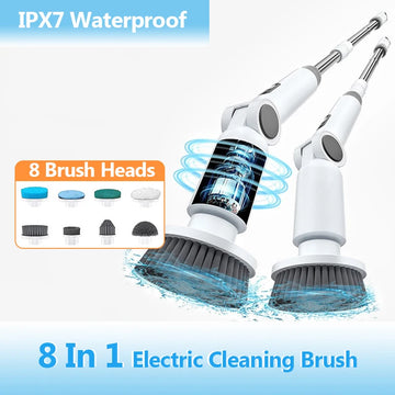 Electric Spin Scrubber Cordless Electric Cleaning Brush with 8 Brush Heads&Extension Handle,Powerful Scrub Brush for Cleaning