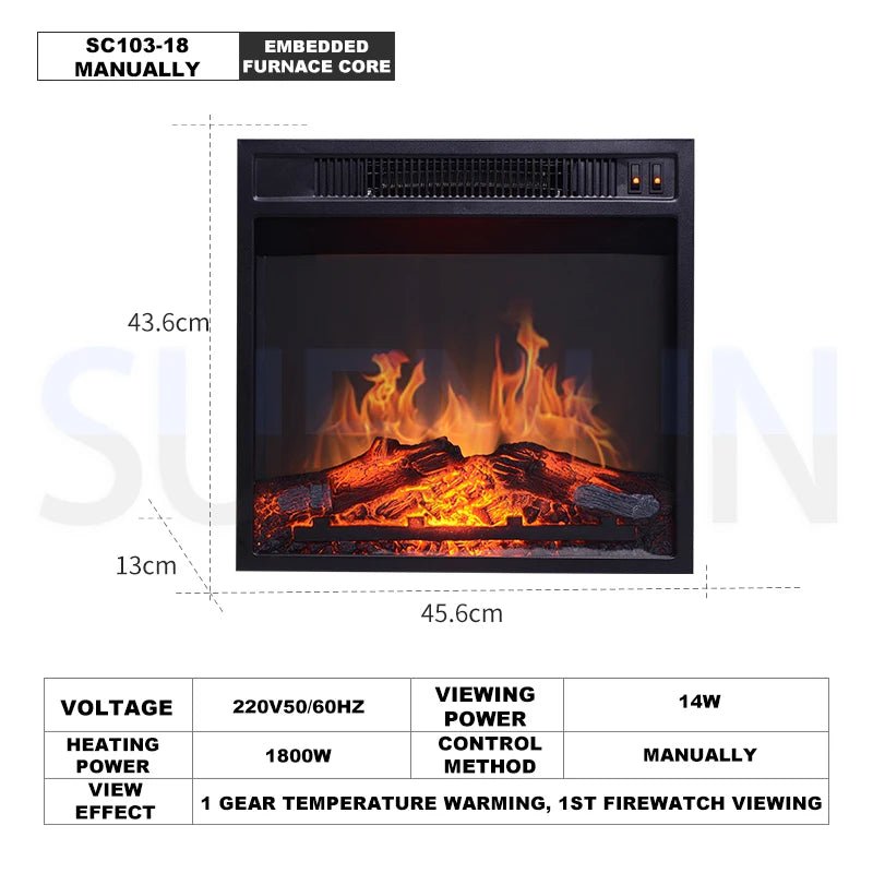 Electric Fireplace Heater Decoration Fireplace Simulation Flame Electric Fireplace With 3D Flame Fireplace Heater For Heating