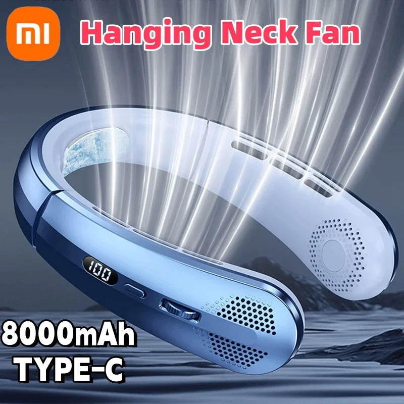 2024 Xiaomi 8000mAh Bladeless Hanging Neck Fan Portable Air Conditioner Type-C USB LED Digital Display High Power Electric Fans