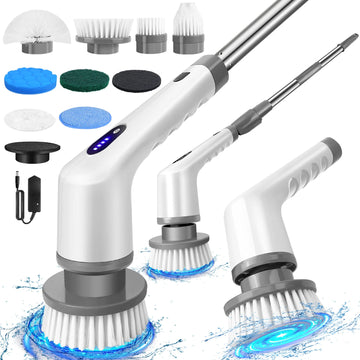 DayPlus Electric Cleaning Brush 10 in 1 Electric Spin Scrubber Cordless Handheld Floor Scrubber Shower Cleaner Bathroom Cleaner