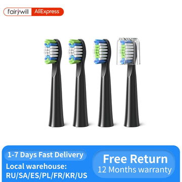 Fairywill Toothbrush Heads Electric Toothbrushes Replacement Heads Electric Toothbrush 4 heads Sets for FW-E11 E10 E6 D7S