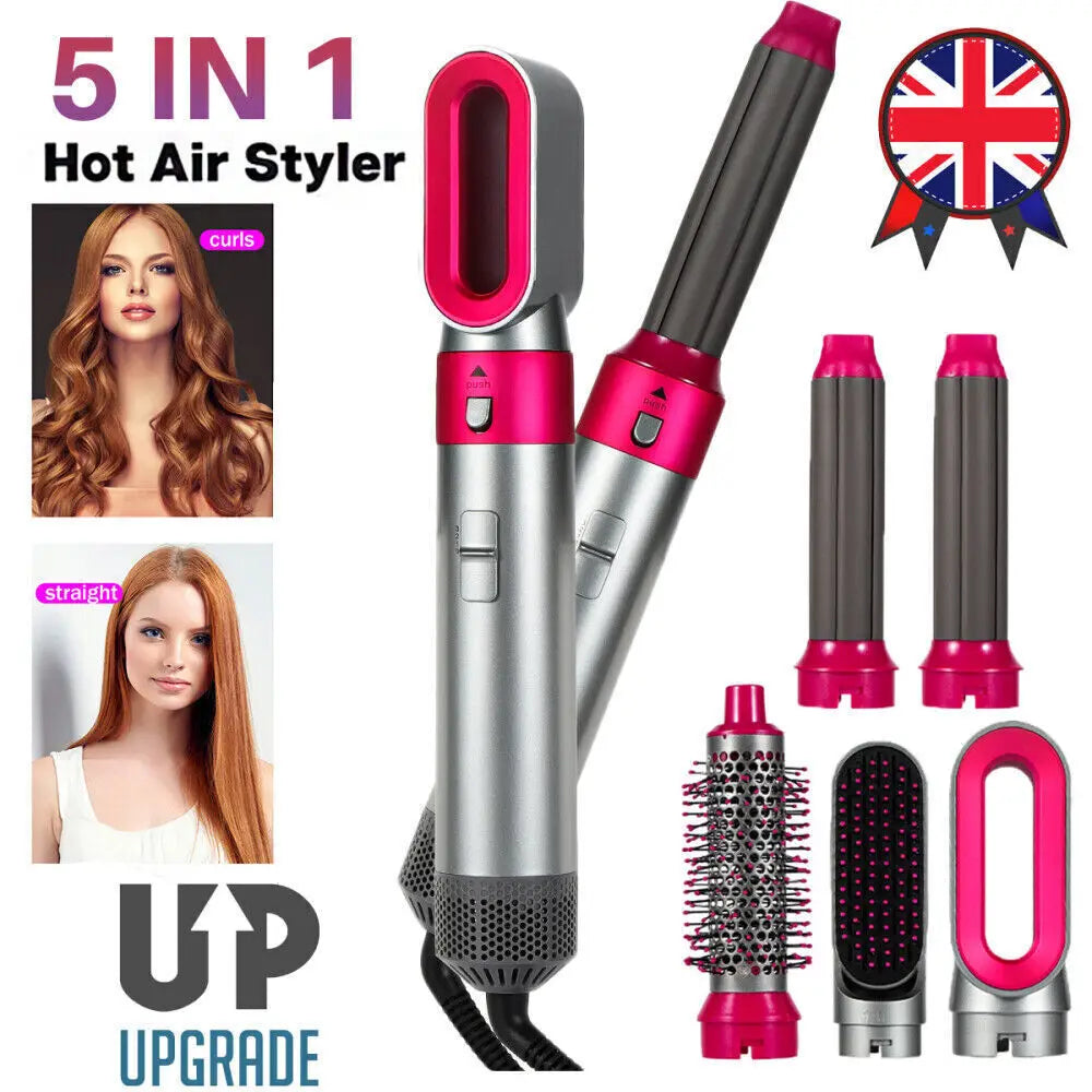 5 IN 1 Hair Dryer Brush Hot Comb Air Volumizer Curler Straightener Curg Style