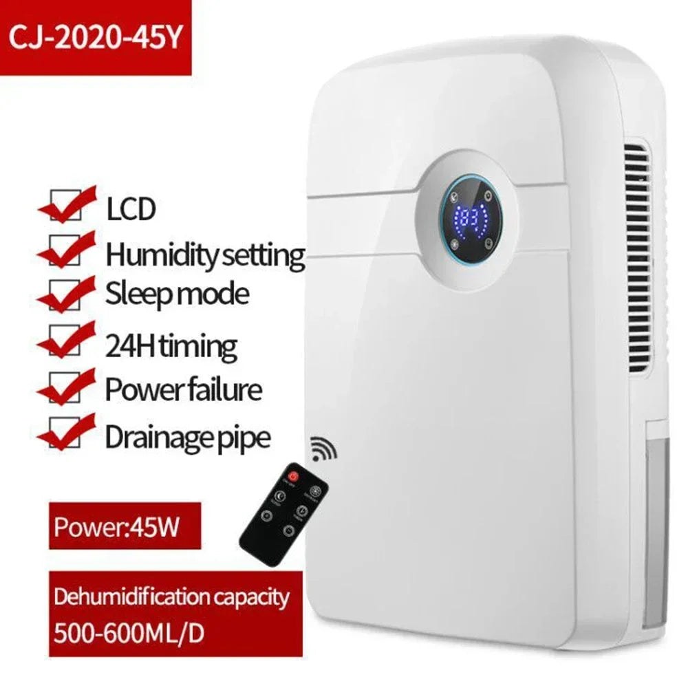 Houselin (500 sq.ft) Portable Dehumidifiers for Home, Quiet Small Dehumidifier With Drain Hose, Auto Shut Off, 24H Timer