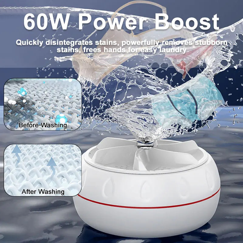 Portable Washing Machine 60W Hight Power Mini Small Washer Washing Machine for Baby Clothes Underwear Socks Business Trip Travel