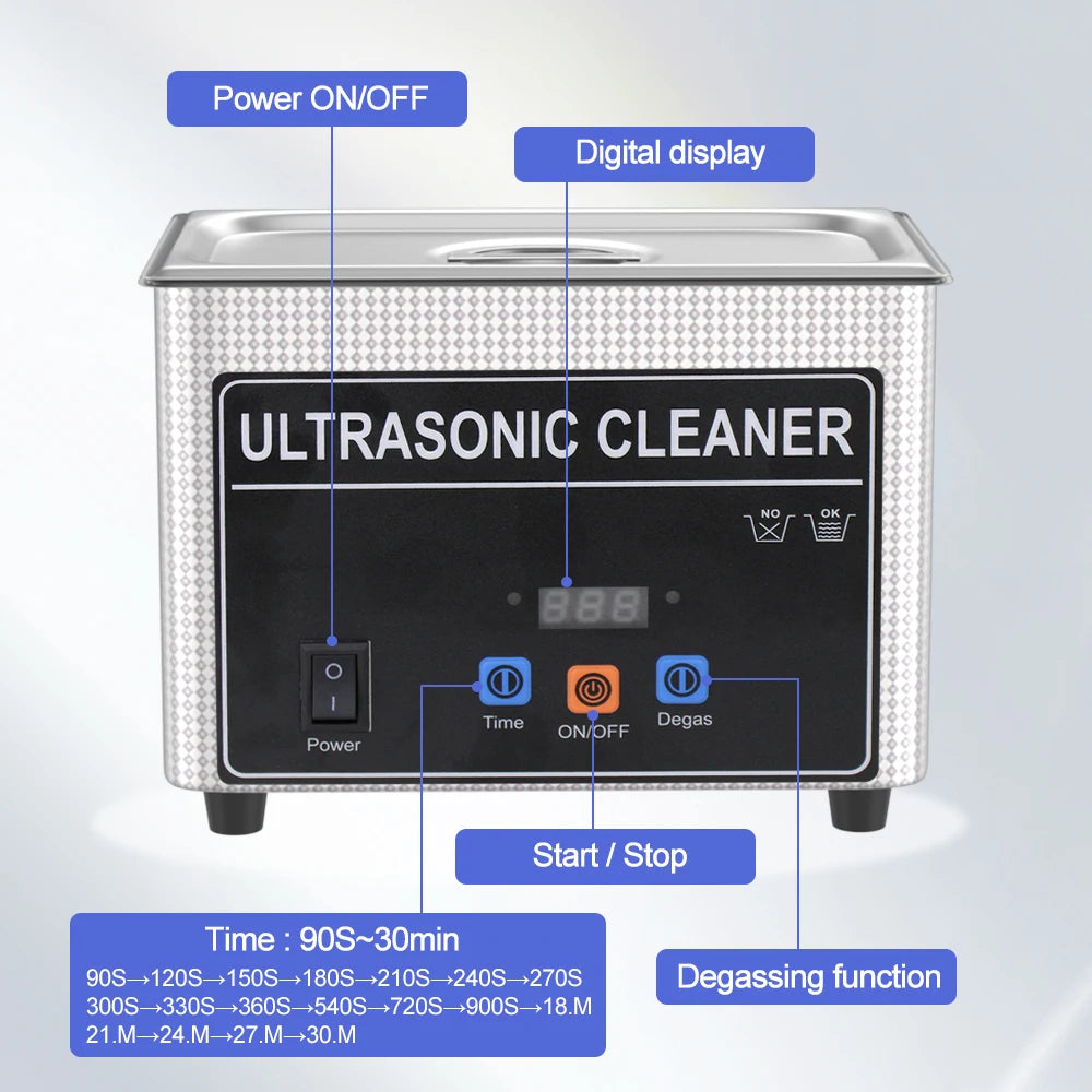 Ultrasonic Cleaner 1L 2L 3L 6L 10L 22L 30L Ultrasonic Bath EU UK Plug Portable Heated 600W Cleaning Washing Ultrasound Machine