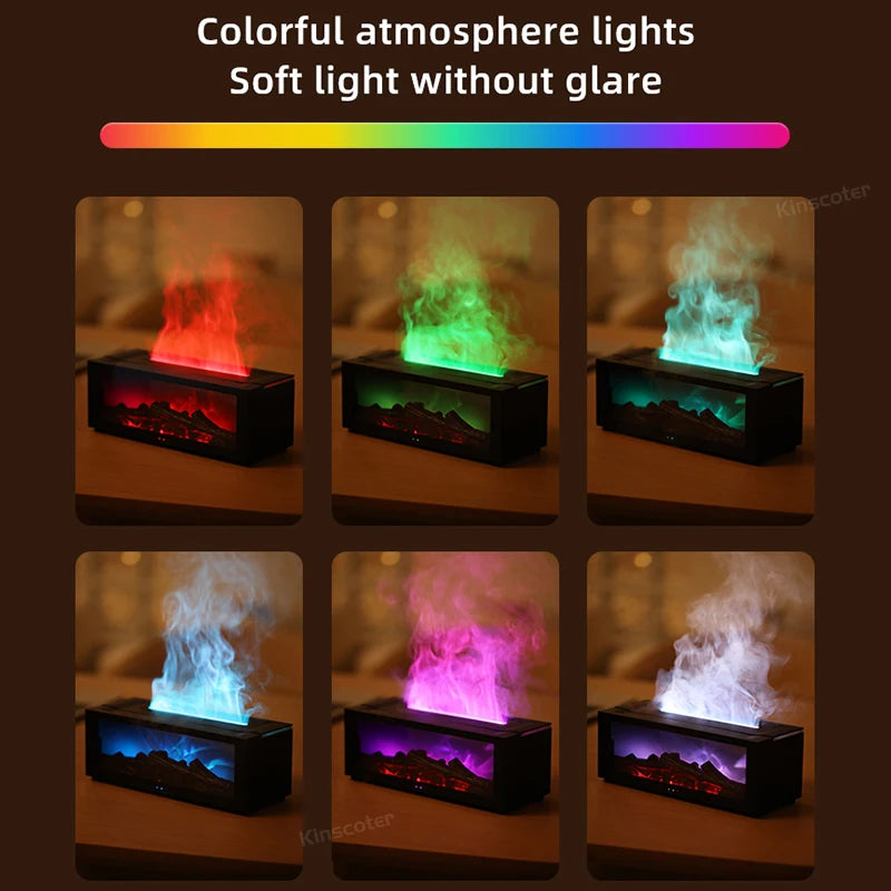 Creative Fireplace Air Humidifier Waterless Auto-Off Aroma Essential Oil Diffuser with Remote & Realistic Fireplace Night Light