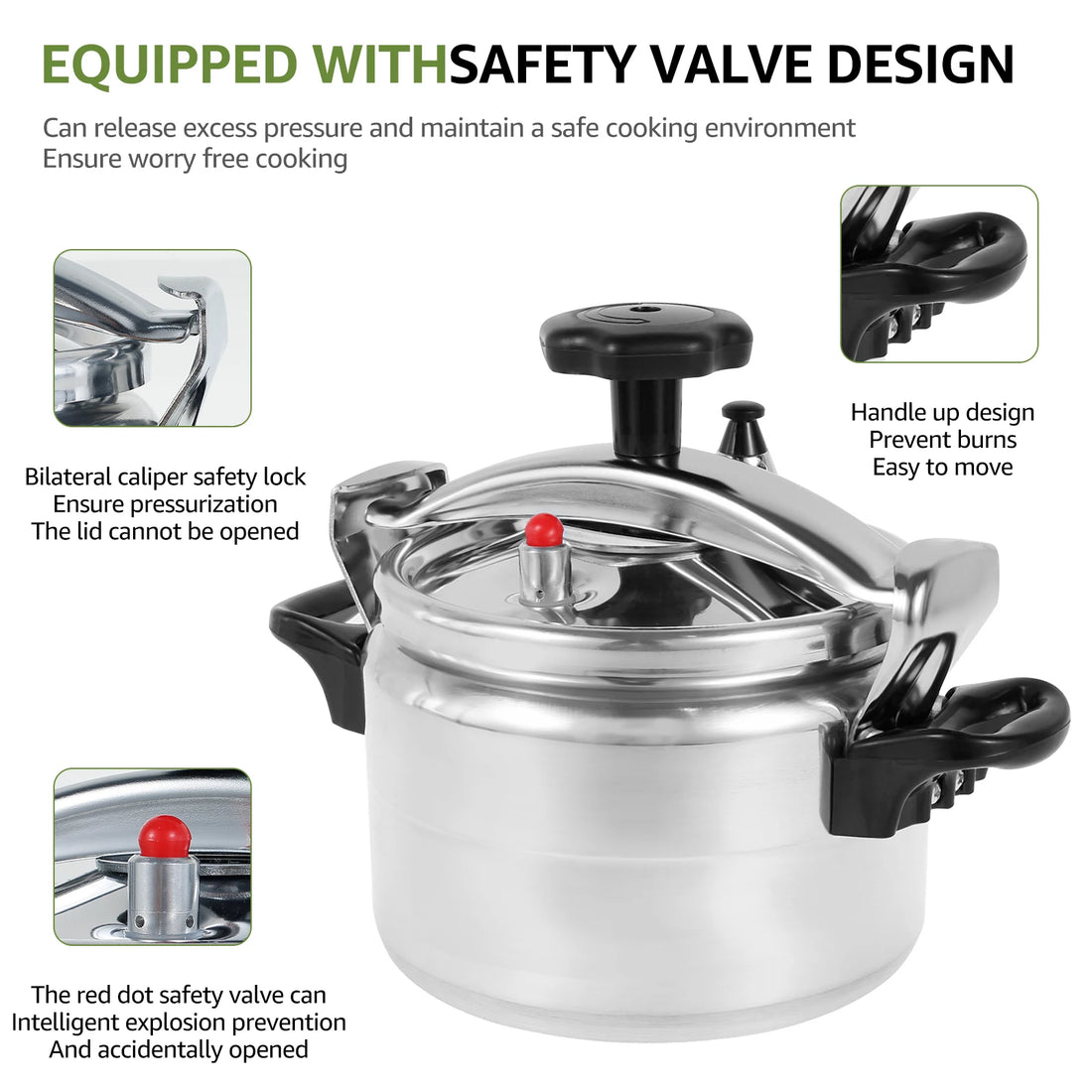 Small Pressure Cooker 3L Capacity Pressure Cooker Practical Pressure Canner with Safety Valve Multipurpose Pressure Cooker Pot F