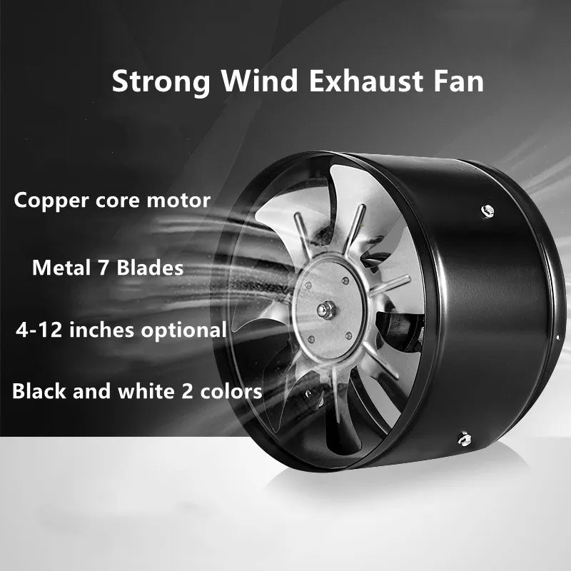 220V 4/6/7/8/10 inch Round exhaust fan duct exhaust fan household kitchen strong fume exhaust fan exhaust smoke ventilation fan