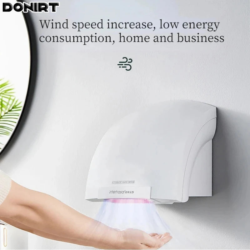 Interhasa! Automatic Hand Dryer Smart Induction High Speed Sensor Low Power Blow Wall Hand Drying Machine Commercial Home Toilet