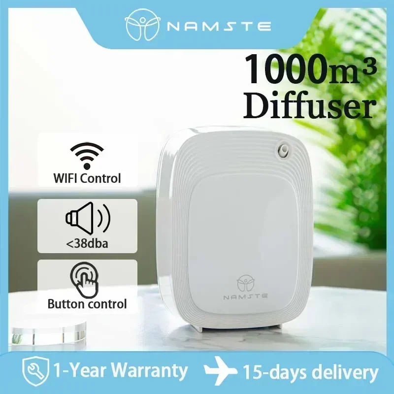 Namste 1000m³ Home Freshener Device Electric Aromatic Essential Oils Air Purifier Perfume Fragrance Diffuser WIFI Capacity 200ML