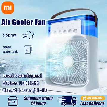 XIAOMI Portable 3 In 1 Fan AIr Conditioner Household USB Electric Fan LED Night Light Humidifier Air Adjustment Office Home Fans