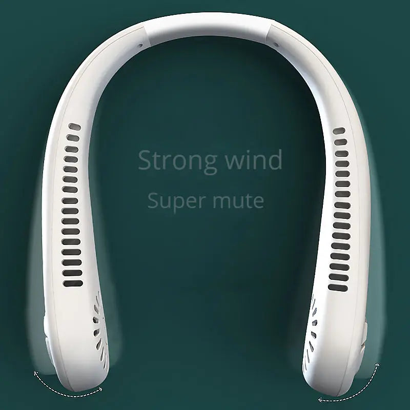 1200mAh Mini Air Cooling small neck Fan Portable Outdoor Sports USB Large Wind Powered Wireless Bladeless neck Fan