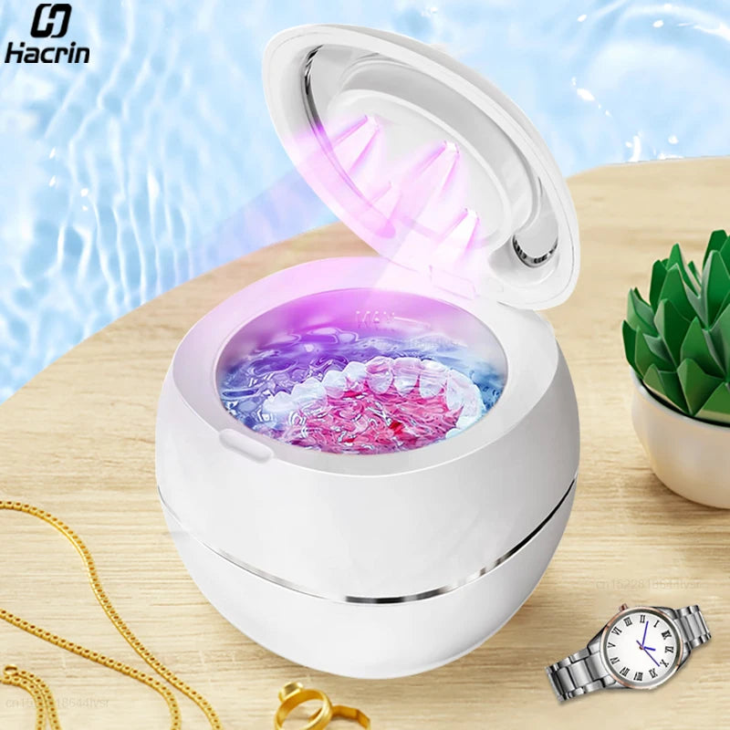 Ultrasonic Cleaner Ultrasound Jewelry Cleaner UV Light Sterilization Ultrasonic Dentures Retainer Washing Machine Cleansing Bath