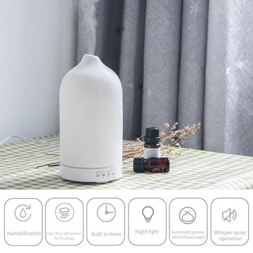 Ceramic Aroma Diffuser Automatic Small Humidifier Hotel Air Fresh Essential Oil Timing Colorful Lights Diffuser