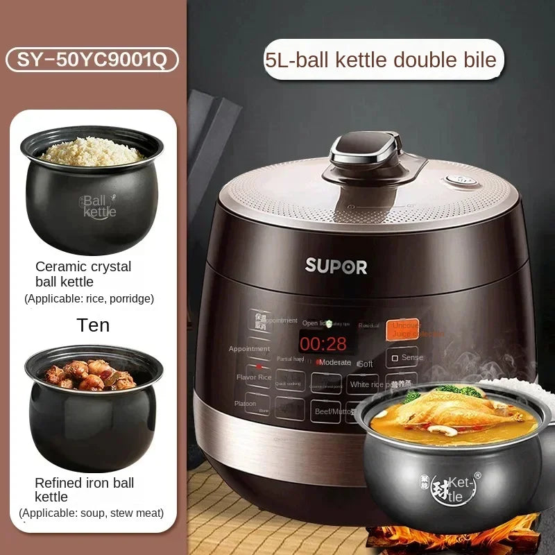 Supor electric pressure cooker household electric pressure cooker double tank smart rice cooker 5 liters