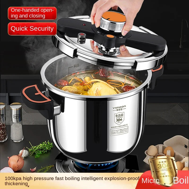 Household kitchen304 stainless steel pressure cooker, rotary open lid, gas stove induction cooker universal