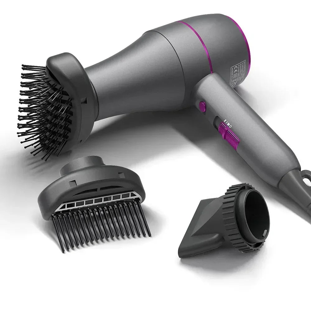 Professional Hair Dryer 1800W Powerful Hot and Cold Strong Wind Blower Constant Temperature Collecting Air Comb Nozzle Gear