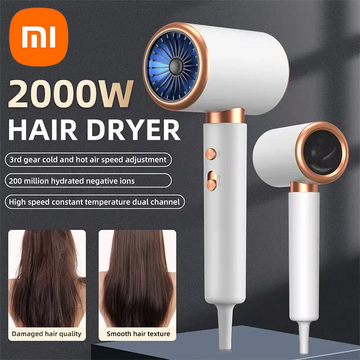 Xiaomi Hair Dryer Hot Cold Wind Air Brush Hairdryer Negative Lonic Blow Dryer Strong PowerDryer Salon Tool 2400W 3th Gear