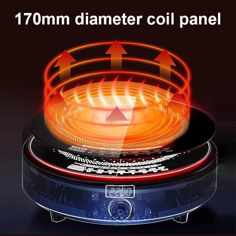 Round-shaped Electric Waterproof Electric Induction Cooker Milk Boiler Cooktop Fry Stove Noodles Hot Pot Cooking Heater Plate