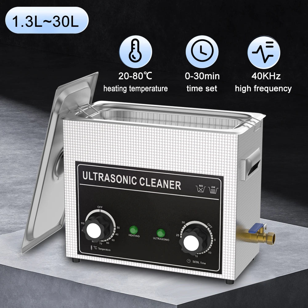 Ultrasonic Cleaner Dental Retainer Bath Braces Glasses Cleaning Device 60w 3L 6L 30L Large Ultra Sonic Cleaner Machine with Heat