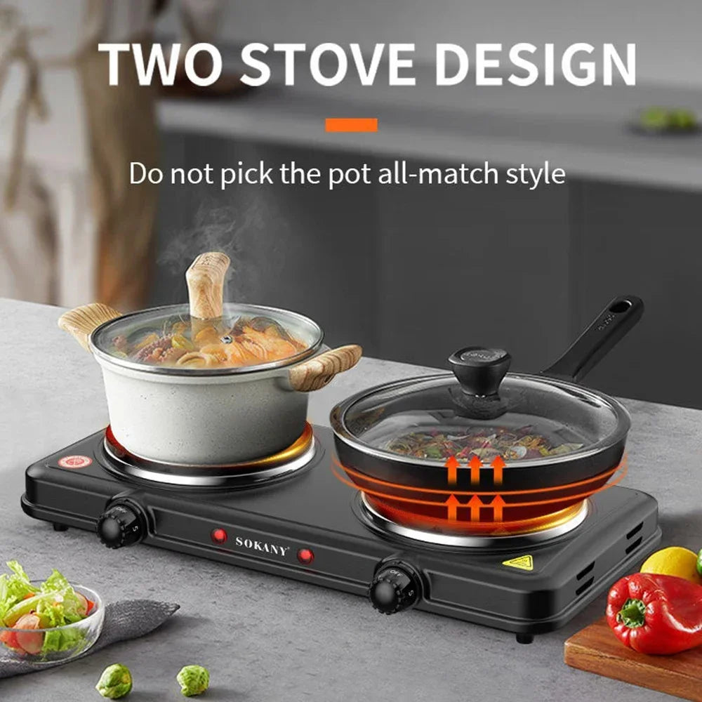 2000W Multi functional Home Kitchen Dual pot Electric Stove Portable Kitchen Durable cast iron hotplate induction cookers