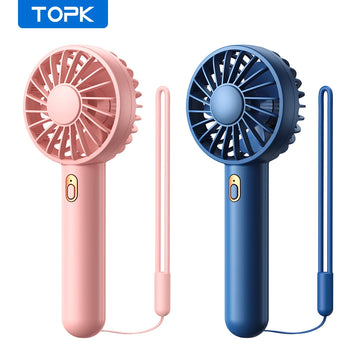 TOPK Mini Portable Fans Handheld USB Rechargeable Fan Mini Desktop Air Cooler Outdoor Fan Cooling Hand Fans Ventilation Fan