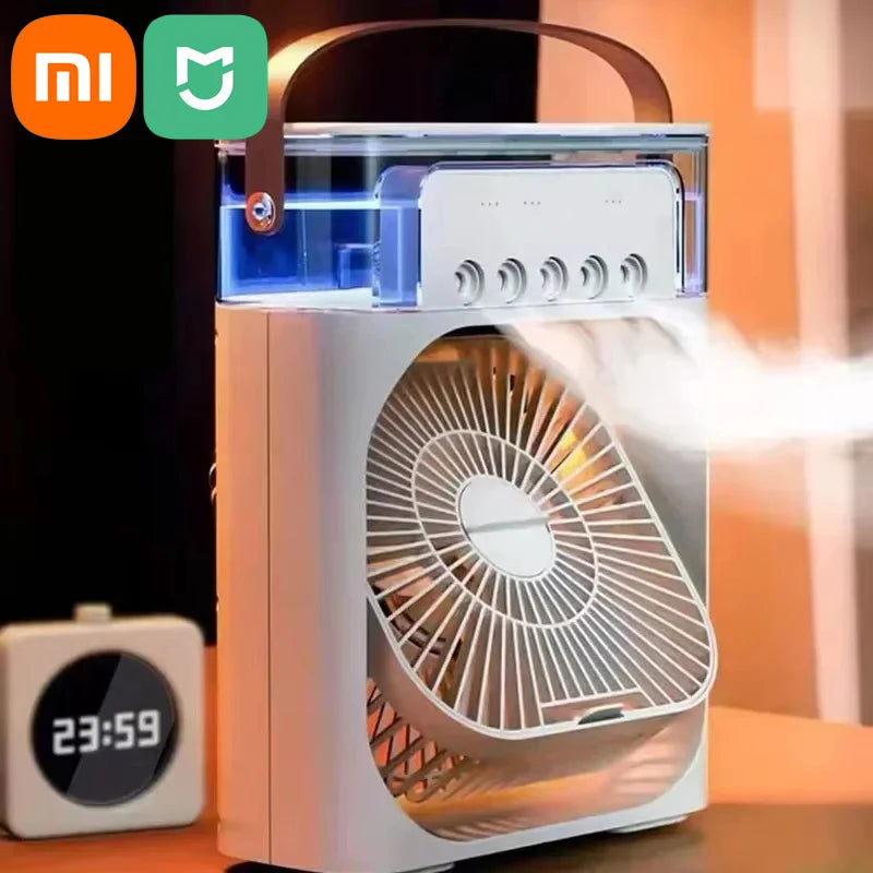 Xiaomi MIJIA 3 In 1 Fan AIr Conditioner Household Small Air USB Electric Fan Air Cooler LED Night Light Water Mist Office Home