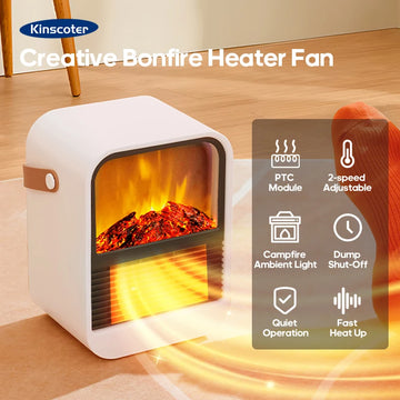 Electric Fireplace Heater Portable Warm Blower Fan Desktop Household Home 3D LED Flame Heating Stove Radiator for Living Bedroom