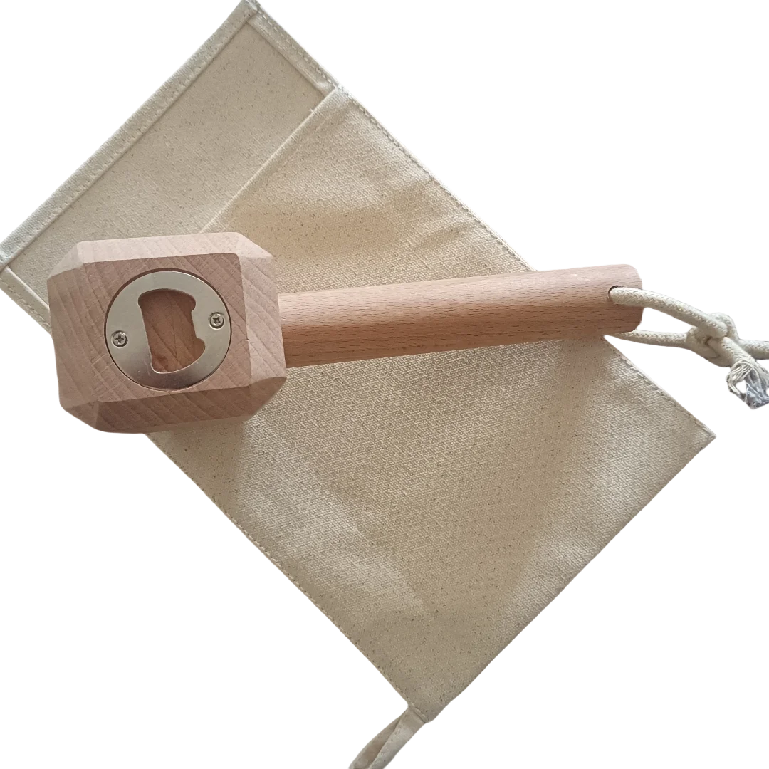 Ice Crusher Wood Mallet with Beer Opener and Reuseable Canvas Crushed Ice Bag with 2PC Free Sticky Hook in Crush Set Drop Ship