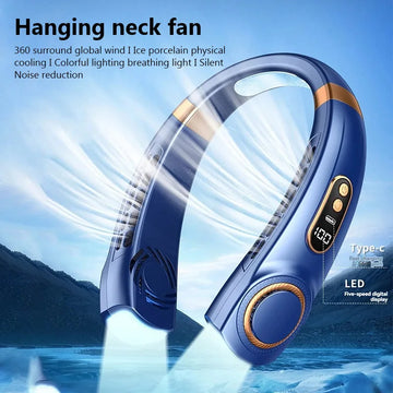 2024 New Outdoors Portable Halterneck Fan USB Handheld Silent Multi-function Bladeless Mini Electric Hanging Neck Fan